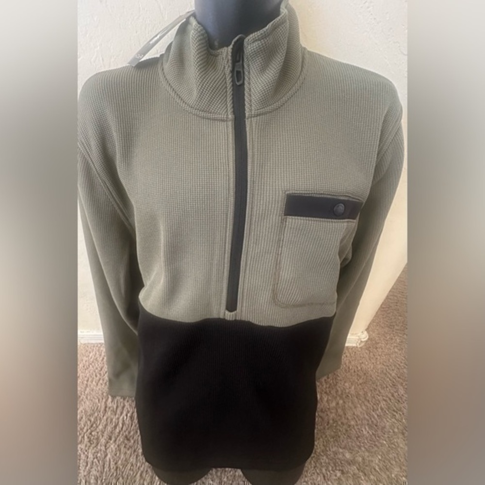 New men’s size M medium half zip Spyder pullover fleece grey black tea leaf